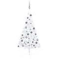 VidaXL Kunstkerstboom met verlichting en kerstballen half 120 cm wit
