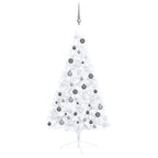 VidaXL Kunstkerstboom met verlichting en kerstballen half 120 cm wit
