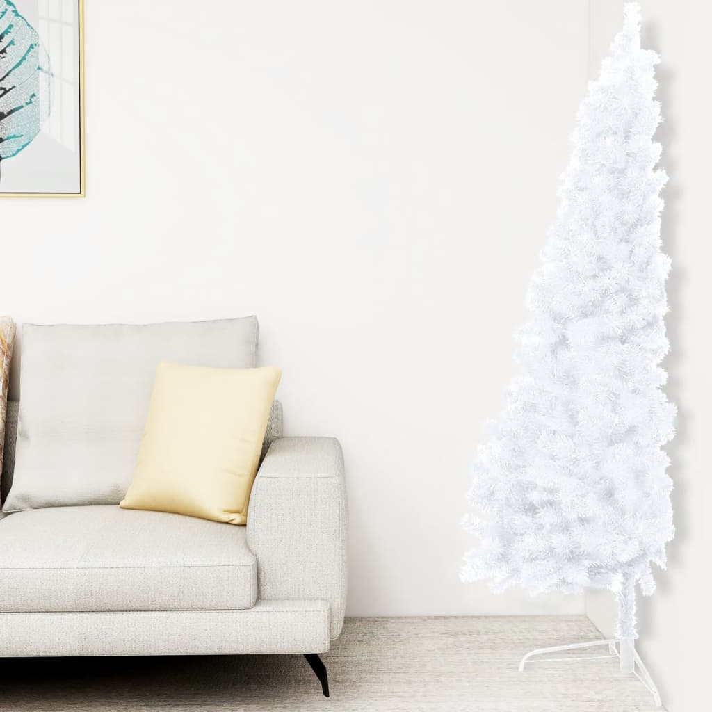 VidaXL Kunstkerstboom met verlichting en kerstballen half 120 cm wit