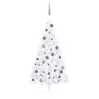 VidaXL Kunstkerstboom met verlichting en kerstballen half 150 cm wit