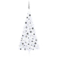 VidaXL Kunstkerstboom met verlichting en kerstballen half 180 cm wit