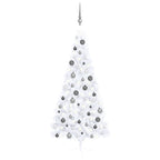 VidaXL Kunstkerstboom met verlichting en kerstballen half 180 cm wit