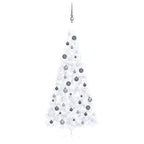 Vidaxl kunstkerstboom met verlichting en kerstballen half 240 cm wit