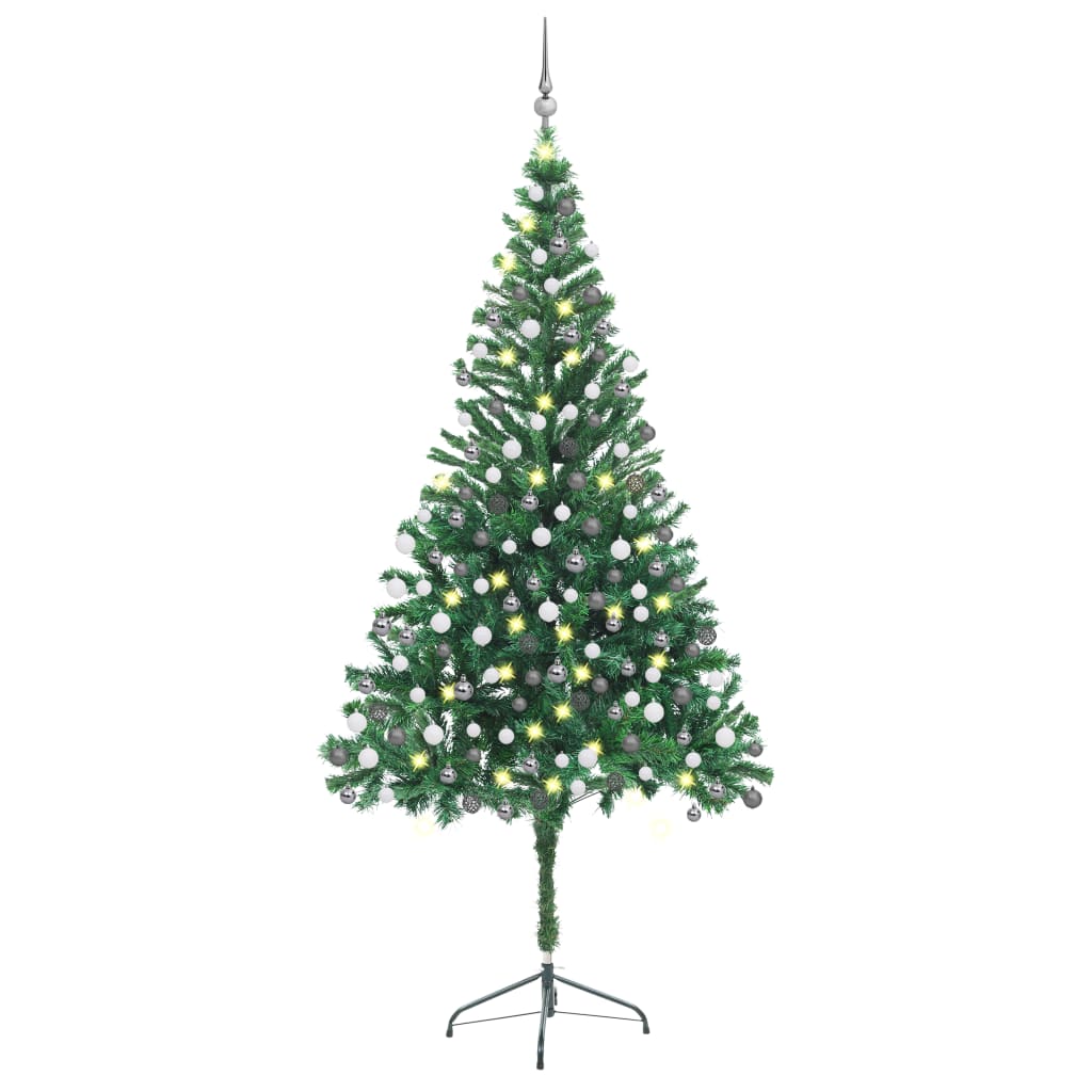 VidaXL Kunstkerstboom met verlichting en kerstballen 910 takken 210 cm