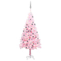 Vidaxl kunstkerstboom met verlichting en kerstballen 120 cm pvc roze