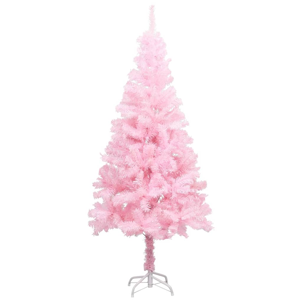 Vidaxl kunstkerstboom met verlichting en kerstballen 120 cm pvc roze