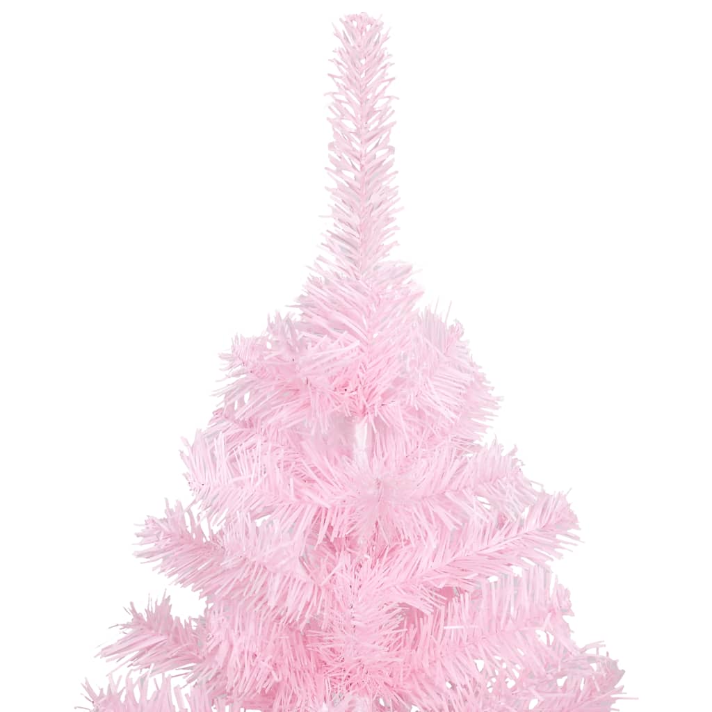 Vidaxl kunstkerstboom met verlichting en kerstballen 120 cm pvc roze