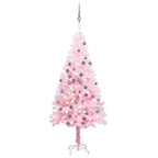 Vidaxl kunstkerstboom met verlichting en kerstballen 180 cm pvc roze
