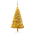 VidaXL Kunstkerstboom met verlichting en kerstballen 120 cm PET goud