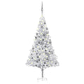 VidaXL Kunstkerstboom met verlichting en kerstballen 180 cm PET zilver