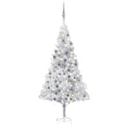 VidaXL Kunstkerstboom met verlichting en kerstballen 180 cm PET zilver