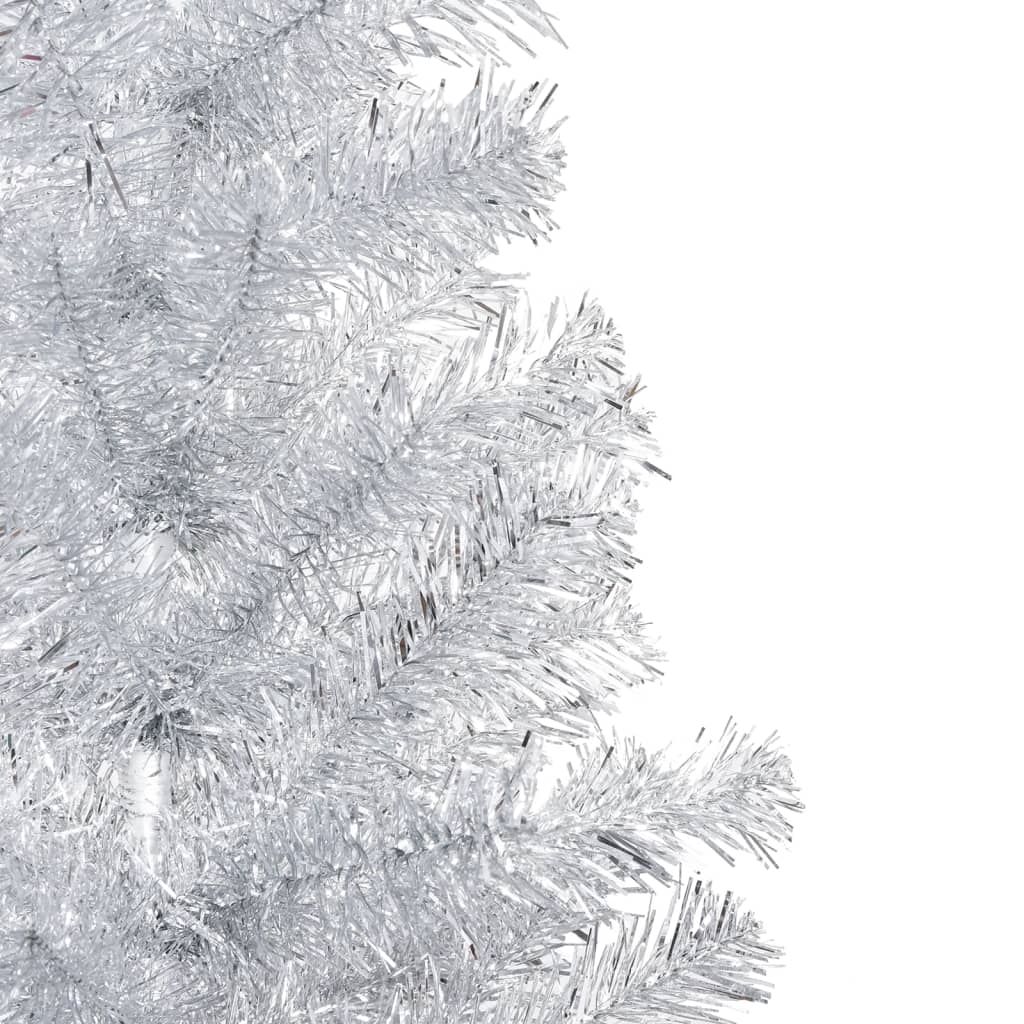 VidaXL Kunstkerstboom met verlichting en kerstballen 180 cm PET zilver