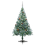 Vidaxl kunstkerstboom met verlichting ballen sneeuw dennenappel 150 cm