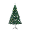 Vidaxl kunstkerstboom met verlichting en kerstballen 150 cm pvc groen
