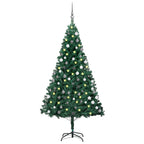 Vidaxl kunstkerstboom met verlichting en kerstballen 150 cm pvc groen