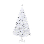 Vidaxl kunstkerstboom met verlichting en kerstballen 120 cm pvc wit