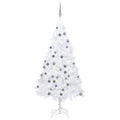 Vidaxl kunstkerstboom met verlichting en kerstballen 150 cm pvc wit