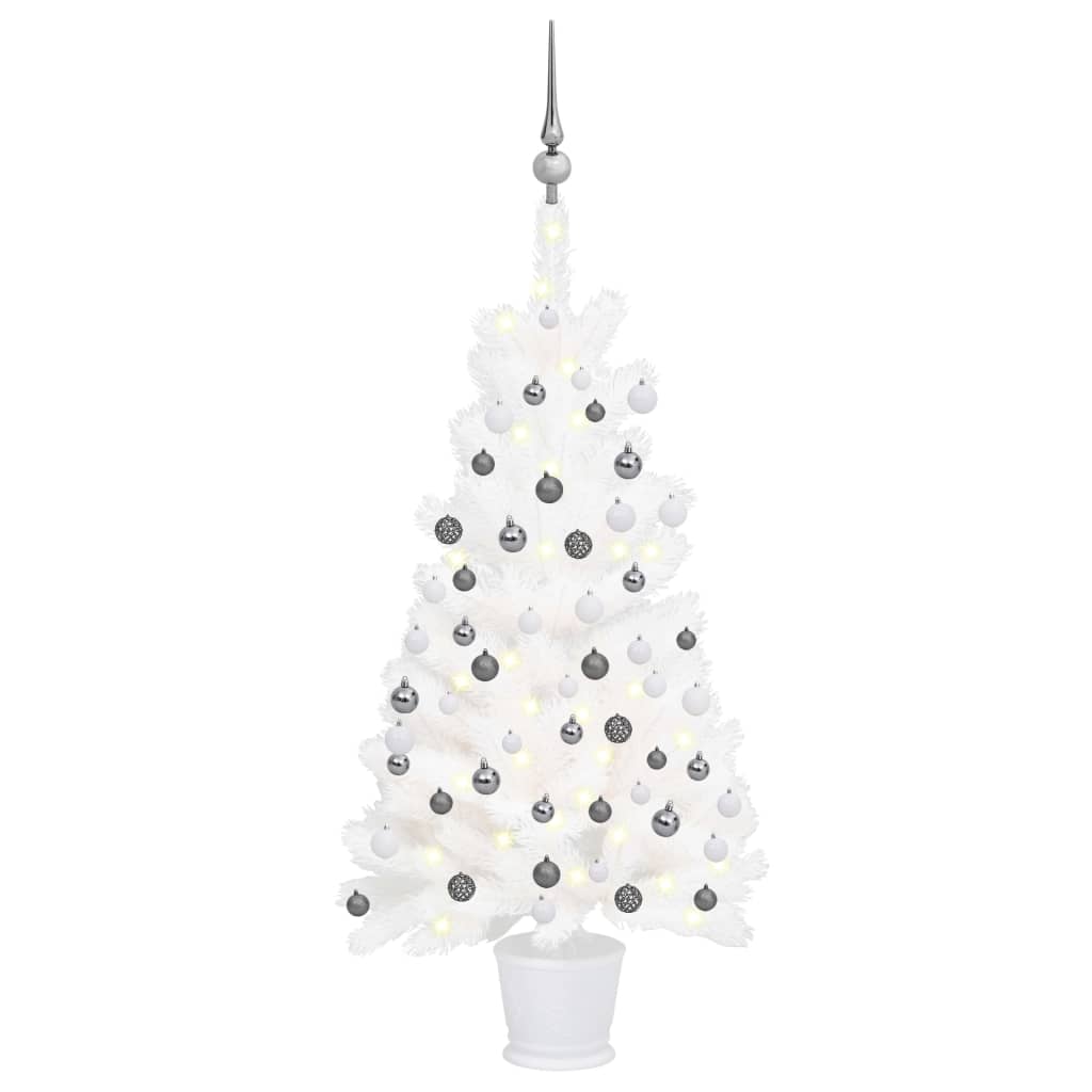 VidaXL Kunstkerstboom met verlichting en kerstballen 90 cm wit