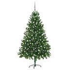 VidaXL Kunstkerstboom met verlichting en kerstballen 210 cm groen