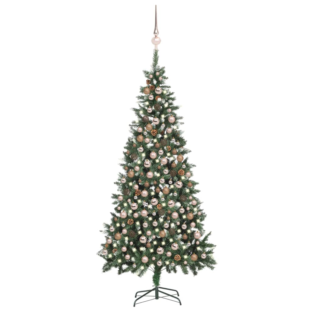 VidaXL Kunstkerstboom met verlichting kerstballen dennenappels 210 cm