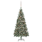 VidaXL Kunstkerstboom met verlichting kerstballen dennenappels 210 cm