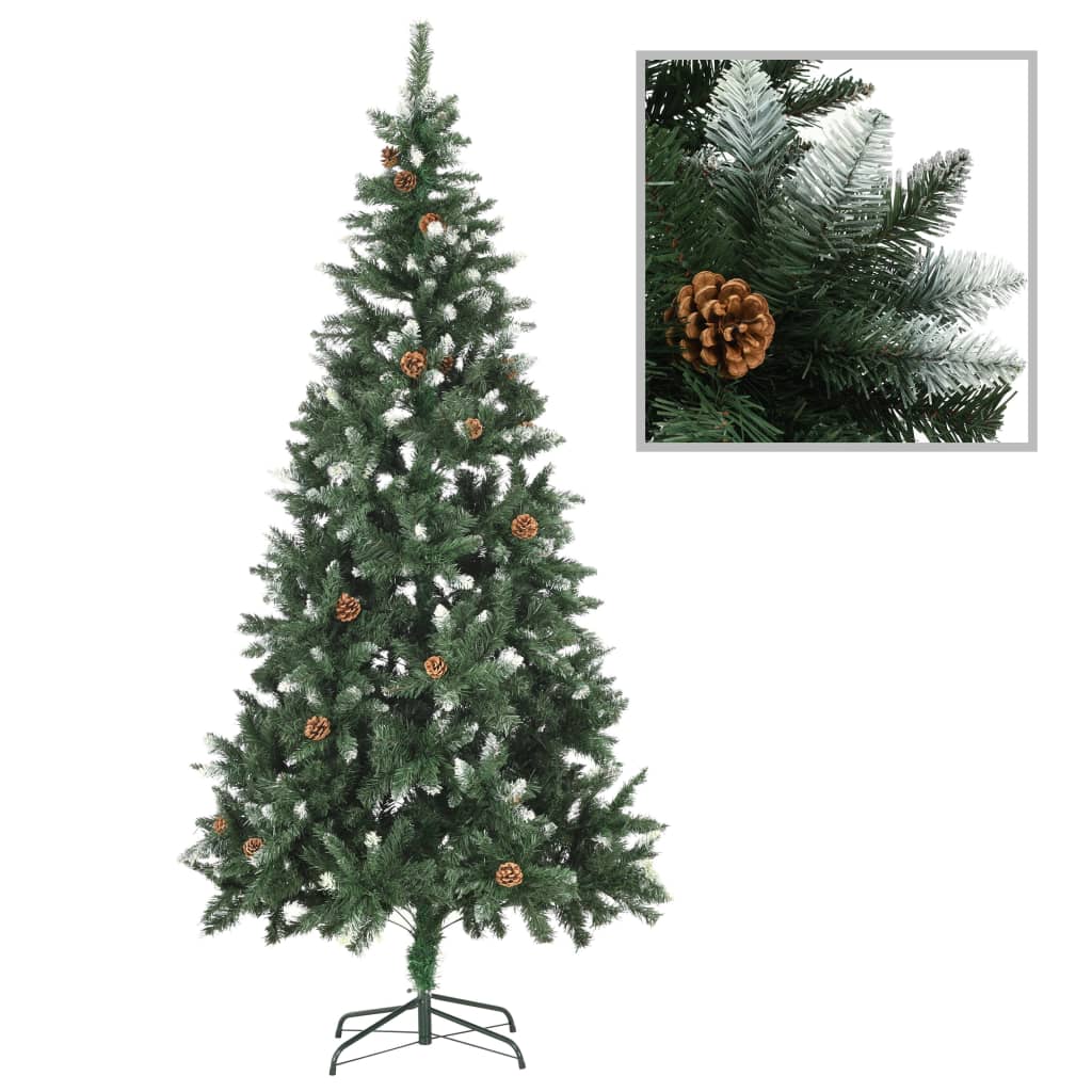 VidaXL Kunstkerstboom met verlichting kerstballen dennenappels 210 cm
