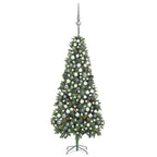 VidaXL Kunstkerstboom met verlichting kerstballen dennenappels 210 cm