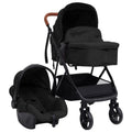 Vidaxl kinderwagen 3-in-1 staal antracietkleurig en zwart