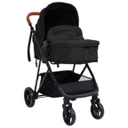 Vidaxl kinderwagen 3-in-1 staal antracietkleurig en zwart