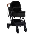 Vidaxl kinderwagen 3-in-1 staal antracietkleurig en zwart