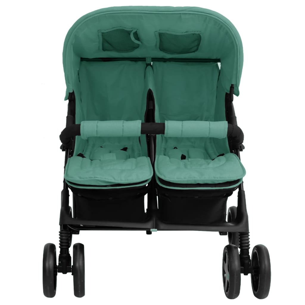 Vidaxl tweelingkinderwagen staal groen