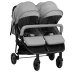 Vidaxl tweelingbuggy staal lichtgrijs en zwart