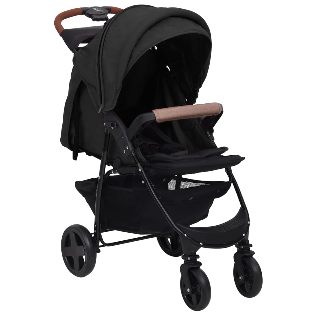 Vidaxl kinderwagen 3-in-1 staal antracietkleurig