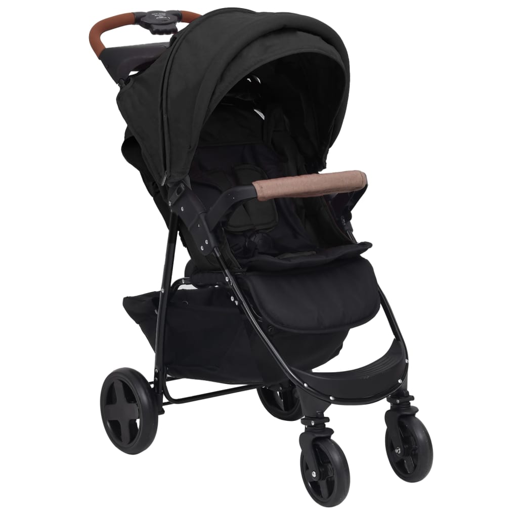 Vidaxl kinderwagen 3-in-1 staal antracietkleurig