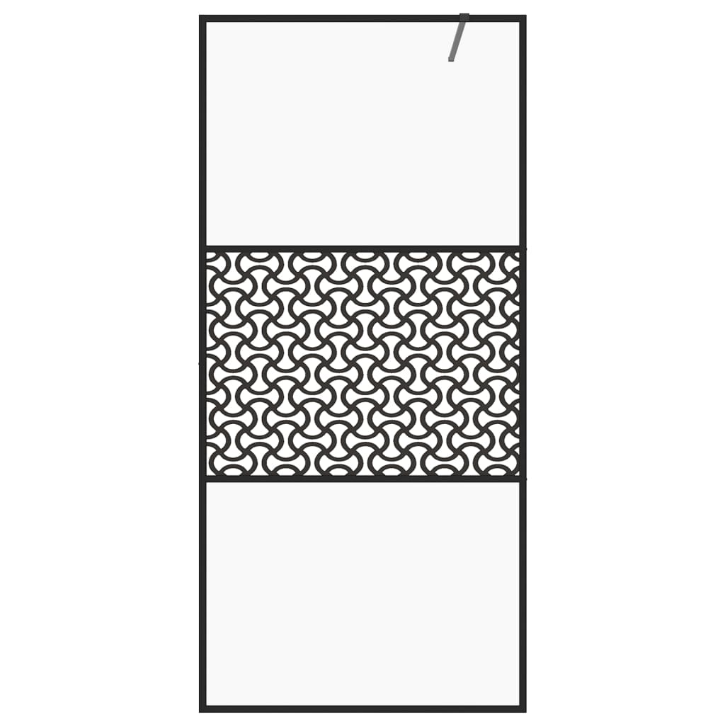 Vidaxl inloopdouchewand 100x195 cm esg-glas transparant en zwart