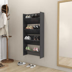 VidaXL Wandschoenenkasten 2 st 60x18x60 cm bewerkt hout grijs