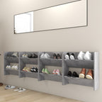 VidaXL Wandschoenenkasten 4 st 60x18x60 cm bewerkt hout betongrijs