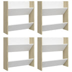 Vidaxl wandschoenenkasten 4 st 60x18x60 cm hout wit sonoma eiken
