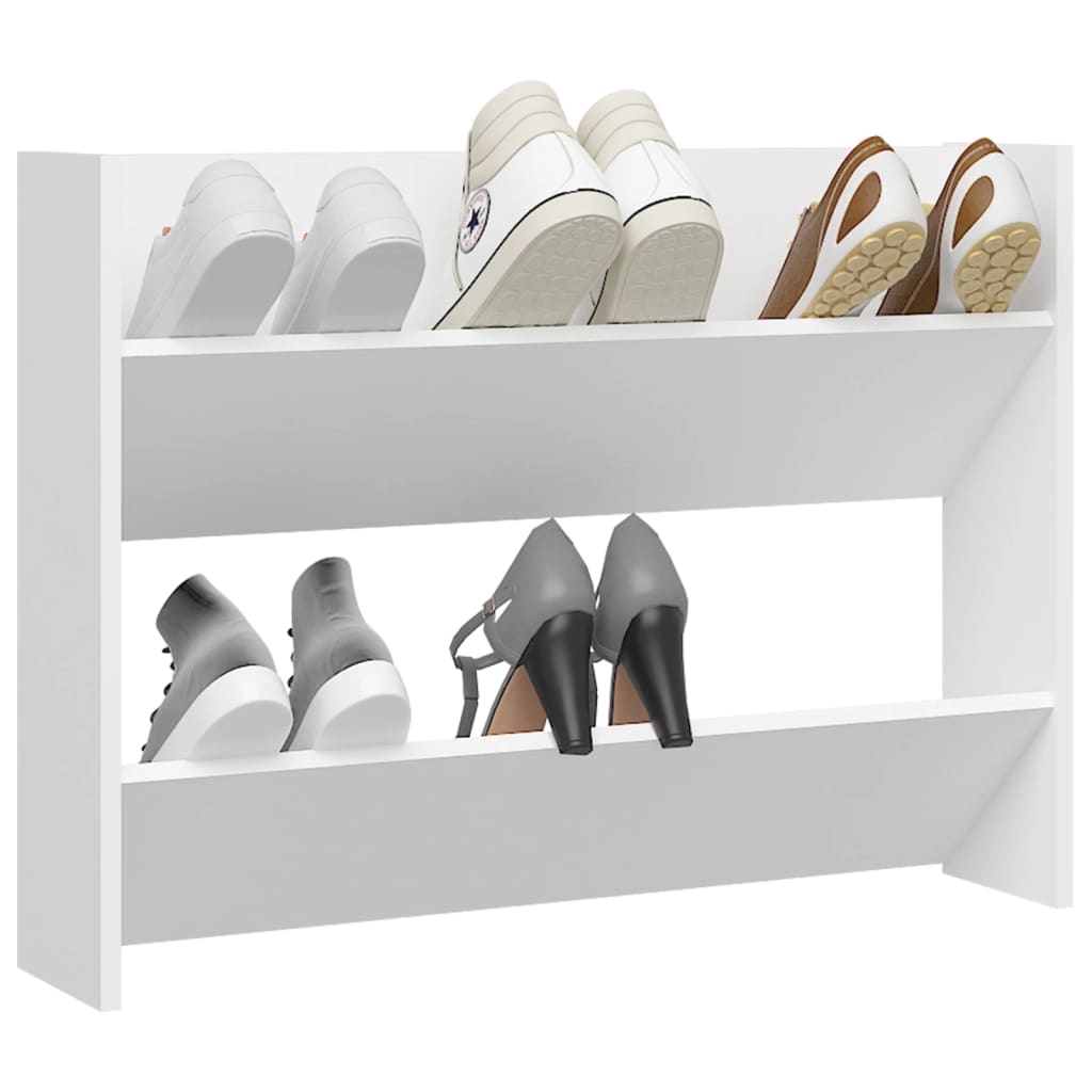 Vidaxl wandschoenenkast 80x18x60 cm bewerkt hout wit