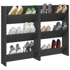 Vidaxl wandschoenenkasten 2 st 60x18x90 cm bewerkt hout grijs