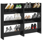 Vidaxl wandschoenenkasten 2 st 60x18x90 cm hout hoogglans zwart