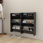 Vidaxl wandschoenenkasten 2 st 60x18x90 cm hout hoogglans zwart