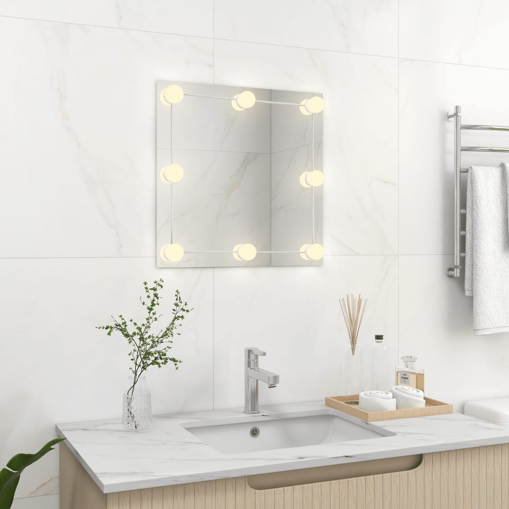 Vidaxl wandspiegel met led-lampen vierkant glas
