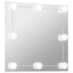 Vidaxl wandspiegel met led-lampen vierkant glas
