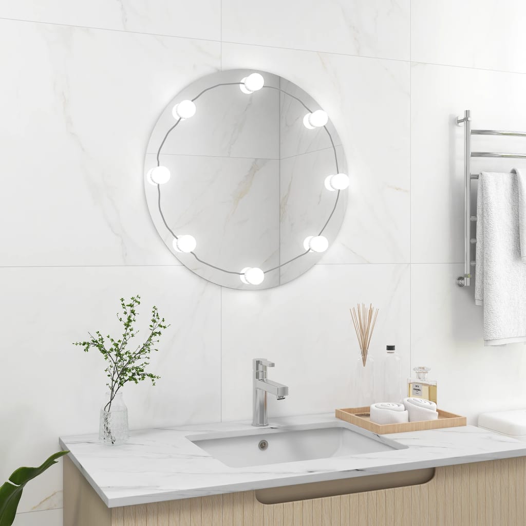 Vidaxl wandspiegel met led-lampen rond glas
