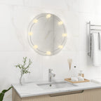 Vidaxl wandspiegel met led-lampen rond glas