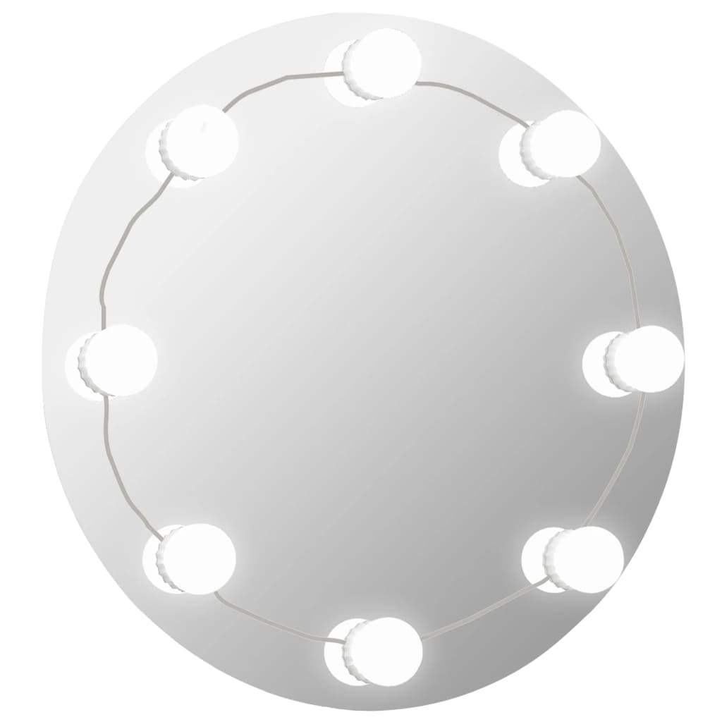 Vidaxl wandspiegel met led-lampen rond glas