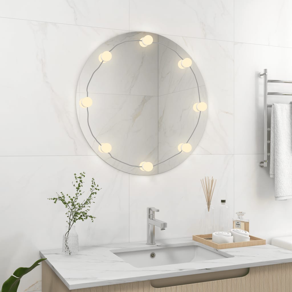 Vidaxl wandspiegel met led-lampen rond glas