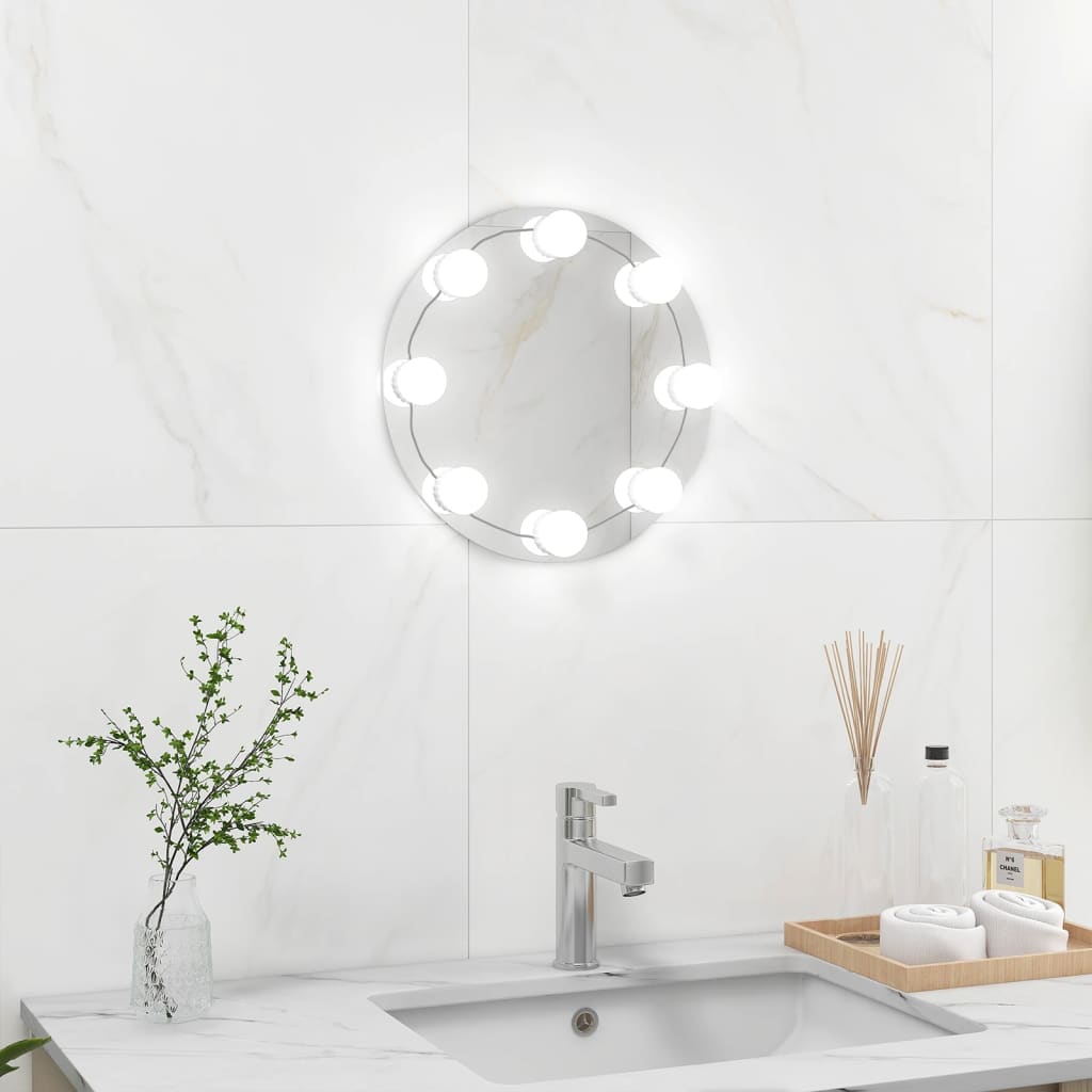Vidaxl wandspiegel zonder lijst met led-lampen rond glas