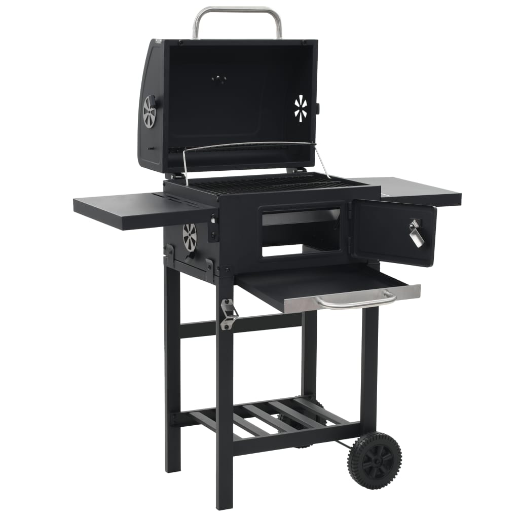 VidaXL Pizzaoven en barbecue 3-in-1 zwart